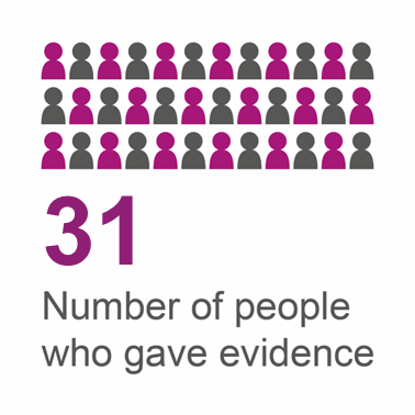 31 people gave evidence to the Committee in the reporting year.